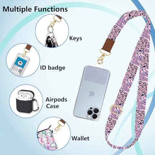 Phone Lanyard Wrist Strap Crossbody Adjustable, Cell Phone Lanyard for Around The Neck Shoulder Wristlet Strap - color: Leopard