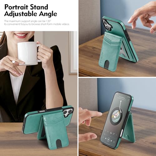 SkyEagle Compatible with MagSafe iPhone 16 Plus Wallet Case,Blue Green - color: Blue Green, size: iPhone 16 Plus - 6.7"