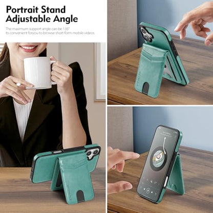 SkyEagle Compatible with MagSafe iPhone 16 Plus Wallet Case,Blue Green - color: Blue Green, size: iPhone 16 Plus - 6.7"