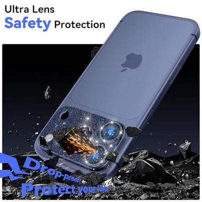 imluckies Compatible with iPhone 17 Pro Camera Lens Protector Bling, Ultra HD Tempered Glass Shiny Diamond Camera Plate Sparkle Screen Protection, 9H Anti-Scratch & Easy Install, Glitter Blue - size: 17pro 6.3" Glitter Blue