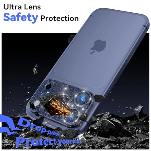 imluckies Compatible with iPhone 17 Pro Max Camera Lens Protector Bling, Ultra HD Tempered Glass Shiny Diamond Camera Plate Sparkle Screen Protection, 9H Anti-Scratch & Easy Install, Glitter Blue - size: 17promax 6.9" Glitter Blue