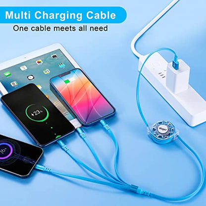 Multi Charging Cable 4A,Retractable Charger Cable 4 in1 Multi Charging Cord
