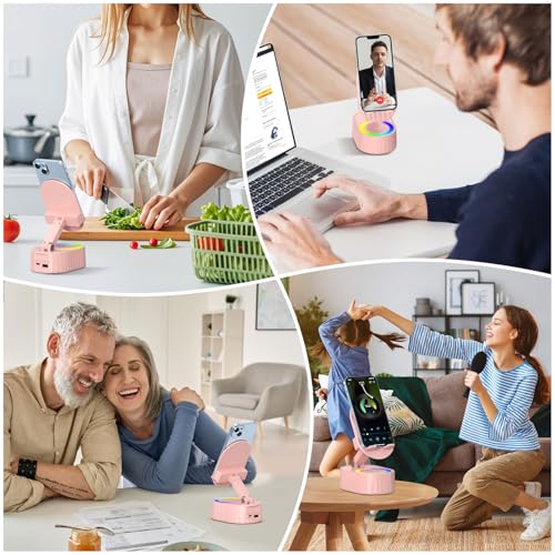 AKLLCCR Wireless Induction Bluetooth Speaker 5in1 Phone Holder Speaker - color: Pink