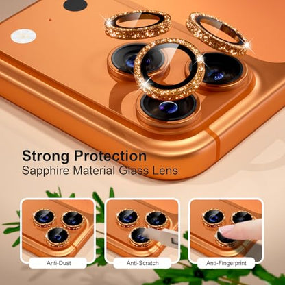 iPhone 17/16/15/14 Pro Max/Pro Camera Lens Protector Glitter - color: Glitter Orange