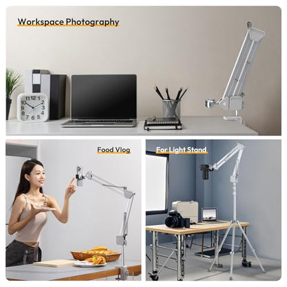 ULANZI TH04 Overhead Camera Mount with Magic Arm and 1/4" Ball Head, 360° Rotatable Camera Desk Mount, Desk Tripod with Uka Quick Release Setup for DSLR Cameras/Webcam/iPhone/Ring Light/Microphone