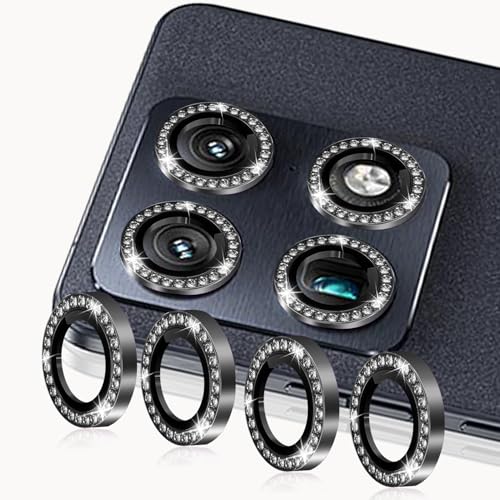 Zeking (2 Set) Bling Camera Lens Protector Compatible with Motorola Signature 5G, Glitter Bling Sparkly 9H Tempered Glass Protector Metal Individual Ring (Bling-Black) - color: BlingBlack