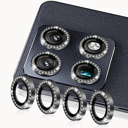 Zeking (2 Set) Bling Camera Lens Protector Compatible with Motorola Signature 5G, Glitter Bling Sparkly 9H Tempered Glass Protector Metal Individual Ring (Bling-Black) - color: BlingBlack