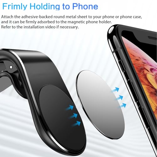 2Pcs Black Universal Phone Holder Car Air Vent Magnetic Mount
