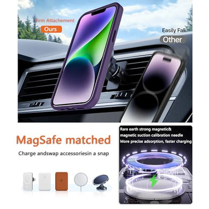Magnetic iPhone 14/13 case,Compatible with Magsafe, Military-Grade Protection,Slim Translucent Matte Shockproof with Anti-Scratch Anti-Fingerprint Phone Cover (deep Purple, iPhone 14/13) - color: Deep Purple, size: iPhone 14/13