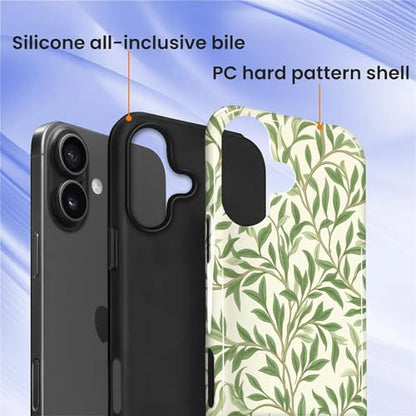 Case for iPhone 16 Plus, Shockproof Hybrid Protective Phone Case, Dual-Layer Drop Protection Anti-Scratch, Green Leaves - color: Green Leaves, size: iPhone 16 Plus