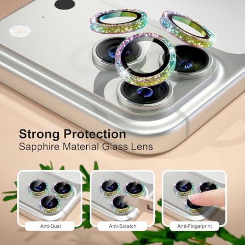 iPhone 17/16/15/14 Pro Max/Pro Camera Lens Protector Glitter - color: Glitter Colorful