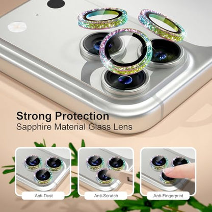 iPhone 17/16/15/14 Pro Max/Pro Camera Lens Protector Glitter - color: Glitter Colorful