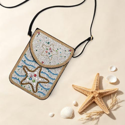 Small Beaded Crossbody Bag for Women, Boho Cell Phone Shoulder Purse Wallet with Handcrafted Colorful Beads - color: Tree-9