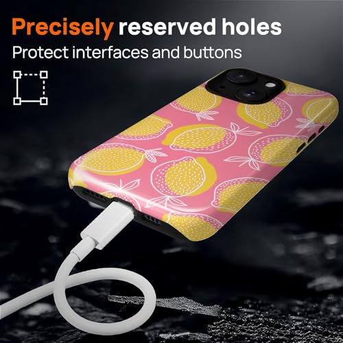 Magnetic for iPhone 14 Plus Case,[Compatible with Magsafe] Dual Layer Protective Heavy Duty Shockproof Rugged Drop Protection Bumper Hybrid Case - Pink Yellow Lemon - color: Pink Yellow Lemon, size: iPhone 14 Plus