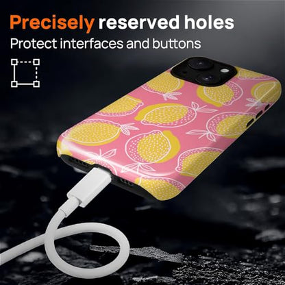Magnetic for iPhone 14 Plus Case,[Compatible with Magsafe] Dual Layer Protective Heavy Duty Shockproof Rugged Drop Protection Bumper Hybrid Case - Pink Yellow Lemon - color: Pink Yellow Lemon, size: iPhone 14 Plus
