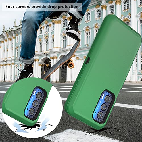 Compatible with Motorola Edge 2021 Case,Heavy Duty Rugged Shockproof Full Body Protection Kickstand Case with Belt Clip Holster for Motorola Edge 2021 6.8 inch Phone (Green+Black) - color: Green+Black