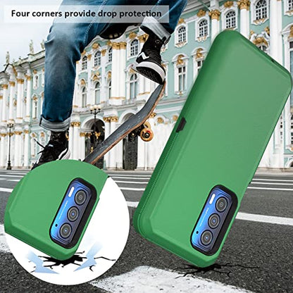 Compatible with Motorola Edge 2021 Case,Heavy Duty Rugged Shockproof Full Body Protection Kickstand Case with Belt Clip Holster for Motorola Edge 2021 6.8 inch Phone (Green+Black) - color: Green+Black