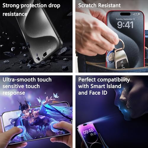 2 Pack Anti Blue Light Matte Screen Protector for iPhone 16e/13/13 Pro/14 (6.1-Inch),9H Tempered Glass,Anti-Glare,Full Coverage,Anti-Fingerprint,Auto Dust Removal,Bubble-Free
