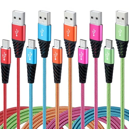 Bynccea Micro USB Cable Fast Charge,Nylon Braided Android USB Cable 6FT 5-Pack Phone Charging Cord Compatible with Samsung Galaxy S6 S7 Edge J3 J7,LG,HTC,Motorola,Sony,Xbox One,PS4
