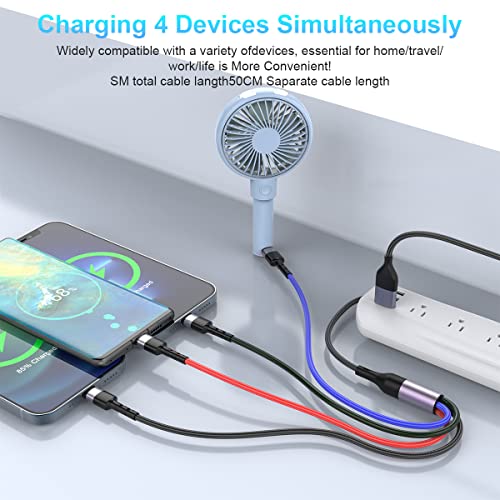 Multi Charging Cable10ft Multi Phone Charger Cable Braided Universal 4 in 1 Charging Cord Extra Long Multiple USB C Cable with IP/USB C C/Micro USB Charger Cables for iPhone/Pad/Galaxy/Pixel and More