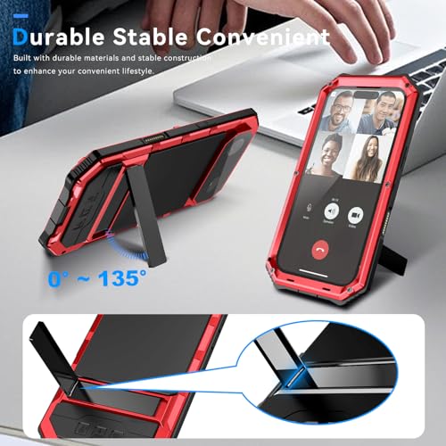 Lunivop Compatibility with iPhone Air Case 6.5'' 2025 Heavy Duty with Built in Screen Protector Lens Protection Rugged Stand 360 Full Body Military Grade Metal Bumper Phone Cases Men 17 Air Red - color: Red, size: iPhone 17 Air 6.5 2025