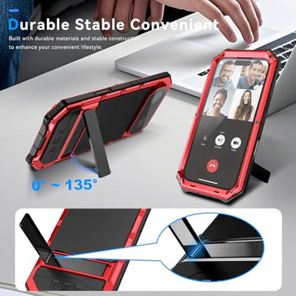 Lunivop Compatibility with iPhone Air Case 6.5'' 2025 Heavy Duty with Built in Screen Protector Lens Protection Rugged Stand 360 Full Body Military Grade Metal Bumper Phone Cases Men 17 Air Red - color: Red, size: iPhone 17 Air 6.5 2025