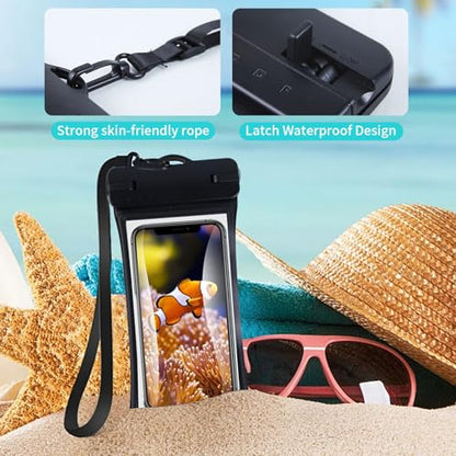 Waterproof Phone Pouch Case with Lanyard,IPX8 Floating Phone Dry Bag,Cell Phone Waterproof Pouch for iPhone 15 Pro Max 14 13 12 Galaxy S24 Ultra S23 S22, 7.0 2pcs (Black +Rose Red) - color: Black +Rose Red