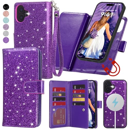 Varikke Wallet Case for iPhone 16 - Compatible with Magsafe, Light Purple - color: (Compatible with MagSafe) Dark Purple, size: iPhone 16 6.1"