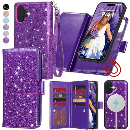 Varikke Wallet Case for iPhone 16 - Compatible with Magsafe, Light Purple - color: (Compatible with MagSafe) Dark Purple, size: iPhone 16 6.1"