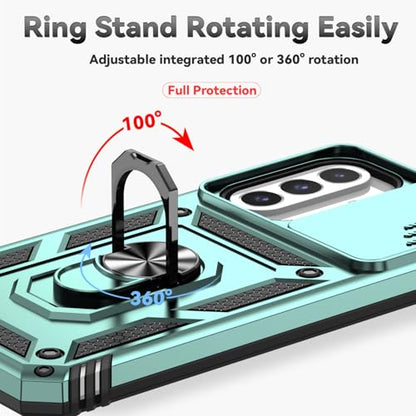 for Samsung Galaxy A17 / Galaxy A26 5G Case, with Slide Camera Cover Screen Protector [Military Grade Drop Tested] Ring Holder Kickstand Protective Phone Case for Samsung Galaxy A17, Dark Green - color: Dark Green w/ Slide Camera 2nd gen. Military Grade