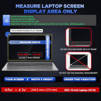 Magicmoon 16 Inch Privacy Screen Filter for 16:10 Aspect Ratio Monitor