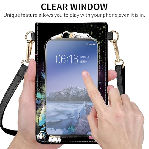 for Women Cell Phone Purse,with Touchscreen Cell Phone Purse,PU Leather Shoulder Bag Waterproof Phone Wallet Case with Clear Touch Screen Window up to 6.7 inch Smartphone, - color: Colorful Cute Dog -242