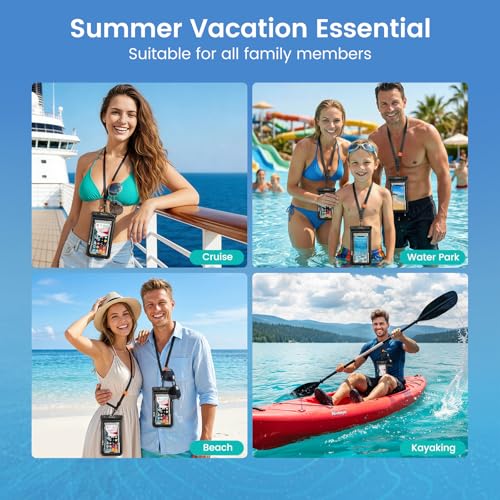Niveaya IP68 Floating Waterproof Phone Pouch, 2 Pack Up to 8.5" | Water Proof Phone Case with Lanyard for iPhone 17 16 15 Pro Max,Touchscreen & Underwater Photography, Beach Cruise Essentials - color: Black+Black