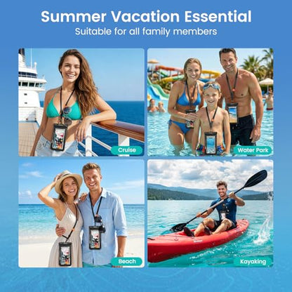 Niveaya IP68 Floating Waterproof Phone Pouch, 2 Pack Up to 8.5" | Water Proof Phone Case with Lanyard for iPhone 17 16 15 Pro Max,Touchscreen & Underwater Photography, Beach Cruise Essentials - color: Black+Black