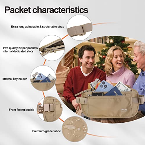 Money Belt - Passport Holder Secure Hidden Travel Wallet with RFID Blocking, Undercover Fanny Pack (Beige) - color: Beige, size: Rfid Blocking & Belt Wide:1 inch