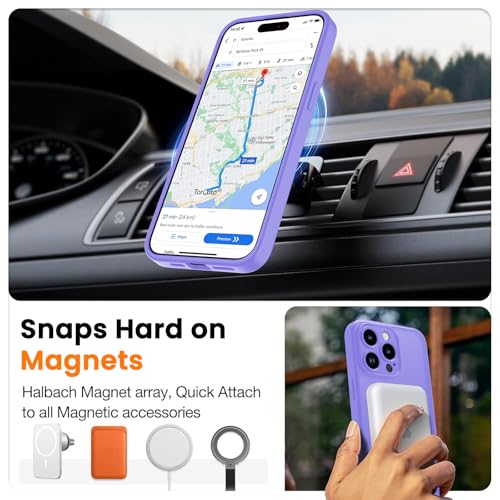 Magnetic Case for iPhone 13 Pro 6.1-Inch, [Compatible with Magsafe][Full Camera Protection] Ultra Slim Translucent Matte Shockproof Protection Phone Cover-Light Purple - color: Light Purple, size: iPhone 13 Pro