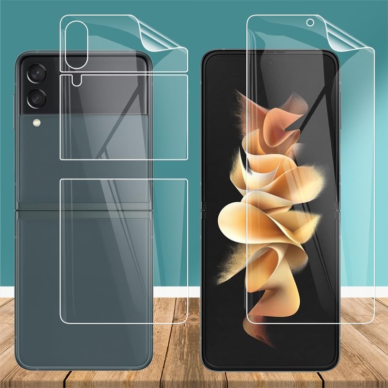 for Samsung Galaxy Z Flip3 ZFlip3 ZFlip 3 5G 6.7" Front/Back Clear Slim Full Cover Soft TPU Hydrogel Film Explosion-Proof Screen Protector Guard (3 in 1)