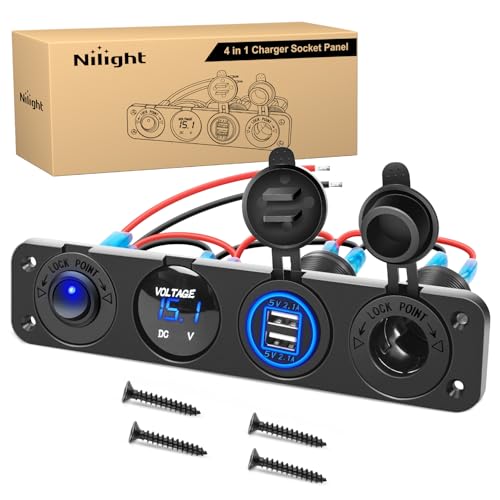 Nilight 4 in 1 Charger Socket Accessory Switch Panel On Off Rocker Toggle - color: 4 in 1 Blue