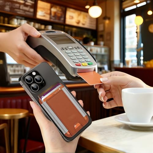 7 Cards Holder for MagSafe Wallet, Stronger Magnetic Wallet RFID Blocking for iPhone 17/16/15/14/13/12 and Pro Promax Series - color: brown elastic wallet