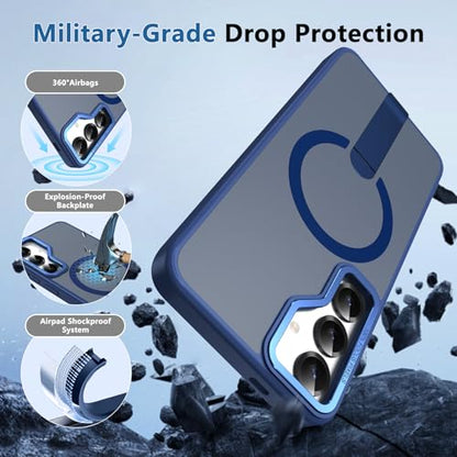for Samsung 25-Plus Case/Samsung 24-Plus Case with Kickstand: Compatible with MagSafe Funda para Samsung S25 Plus/S24 Plus, Rugged Protection, Slim Fit & Matte Translucent Case, Navy Blue - color: Navy Blue, size: Galaxy S24/S25 Plus 6.7"