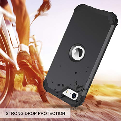 BENTOBEN for iPhone SE 2022 Case and Phone Case iPhone SE 2020, Heavy Duty 3 in 1 Full Body Rugged Shockproof Hybrid Hard PC Soft Rubber Bumper Drop Protective Girls Women Boy Men iPhone Covers, Black - color: Black