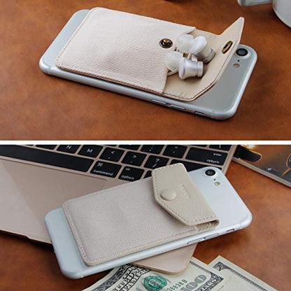 Ultra-Slim Self Adhesive Credit Card Leather Wallet - color: C:Beige