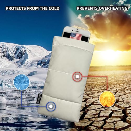 Thermal Phone Case Prevent OVERHEATING in The Sun, Cellphone Pouch for Camping Prevents Freezing, Extends Battery Life, Outdoor Warm Cover Bags for iPhone,Samsung Galaxy White - color: White