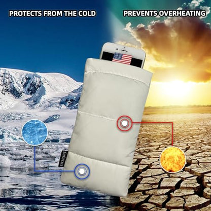 Thermal Phone Case Prevent OVERHEATING in The Sun, Cellphone Pouch for Camping Prevents Freezing, Extends Battery Life, Outdoor Warm Cover Bags for iPhone,Samsung Galaxy White - color: White