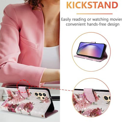 UEEBAI Wallet Case for Samsung Galaxy S23 Ultra 5G, PU Leather Phone Case Kickstand RFID Blocking Flip Case with Card Slots Wrist Strap Relief Engraved Magnetic Closure Folio Case - White Flower - color: White Flower, size: Samsung Galaxy S23 Ultra 5G