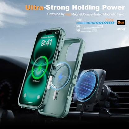 Follaroma for iPhone 16 Case with Magnetic,Heavy Duty Case,6.1'',Mint - color: Mint, size: iPhone 16 6.1''