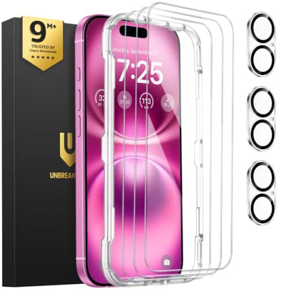 UNBREAKcable iPhone 16 Plus Screen Protector & Camera Lens Protector - size: iPhone 16 Plus