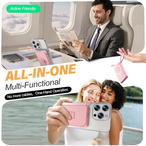 for Magsafe Power Bank iPhone, USB C Magnetic Portable Charger Fast Charging Built in Cable, 10000mAh Wireless Battery Pack for iPhone17/16/15/14/13/12
