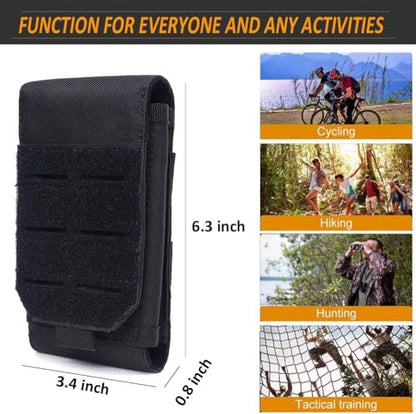 Molle Phone Pouch, Small Molle Pouches, Tactical Cell Phone Holster, Heavy Duty Waterproof Smartphone Case Holder for Vest Belt Waist (Black) - color: SIMPLE BLACK