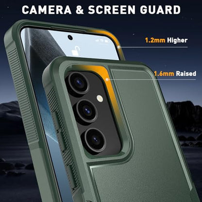 Vinve for Samsung Galaxy S24 FE Case with HD Screen Protector, Military-Grade Shockproof & Dual-Layer Protection, Anti-Slip Grip Design Phone Case, Blackish Green - color: Blackish Green